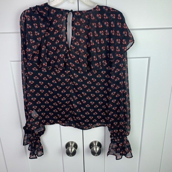 NWT Lulu's XS Blooming Company Black Floral Print Ruffled Top Romantic fairy - Picture 6 of 10
